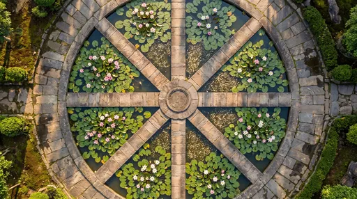 Aerial View of Dharma Wheel Lotus Pond