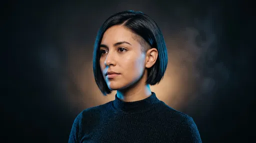 Woman With Sleek Undercut Bob Portrait