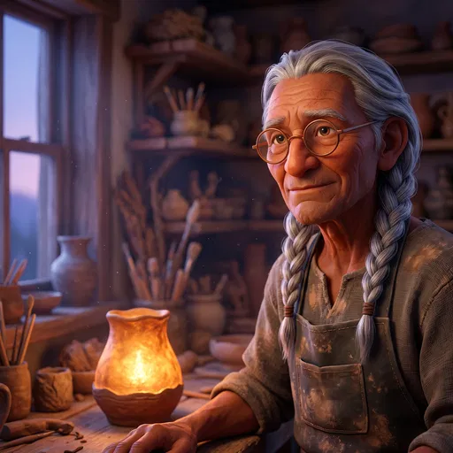 Stylized 3D Elderly Artisan in Workshop