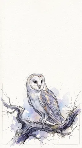Watercolor and Pencil Barn Owl Sketch