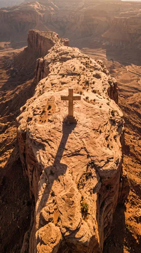 Sandstone Cross on Desert Mesa Ridge