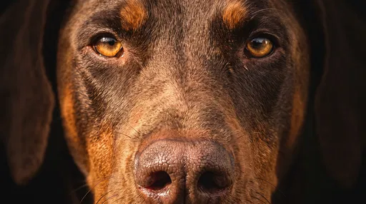 Macro Close-Up of Red Doberman Face