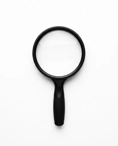 Black Magnifying Glass on White Background