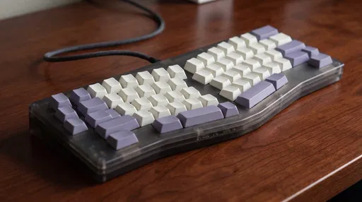 Ergonomic Acrylic Keyboard on Wood Desk