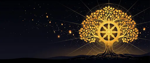 Golden Bodhi Tree and Dharma Wheel