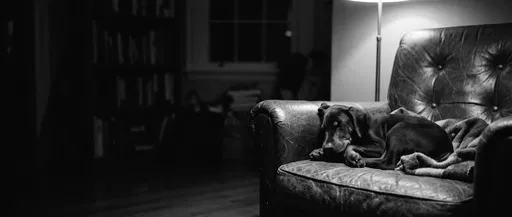 Sleeping Doberman Puppy on Leather Armchair