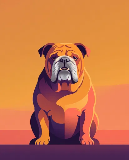 Minimalist Graphic Illustration of Sitting Bulldog
