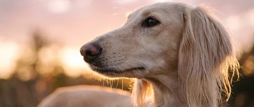 Cream Saluki Dog Profile at Sunset
