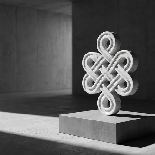 White Marble Knot Sculpture on Plinth