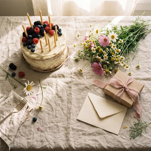 Rustic Berry Birthday Cake and Gift Setup