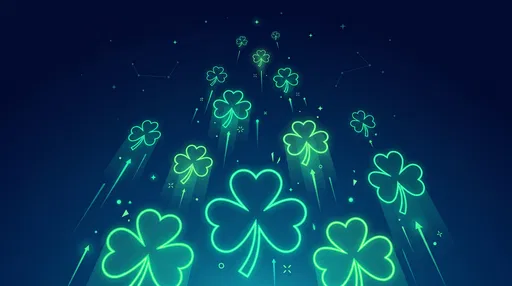 Glowing Neon Shamrocks Rising in Night Sky