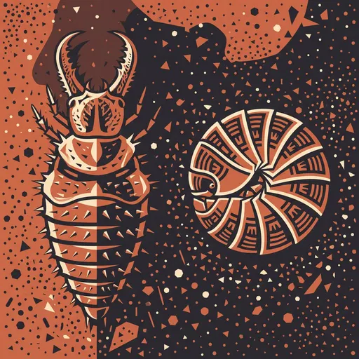 Geometric Antlion Larva and Roly-Poly Illustration