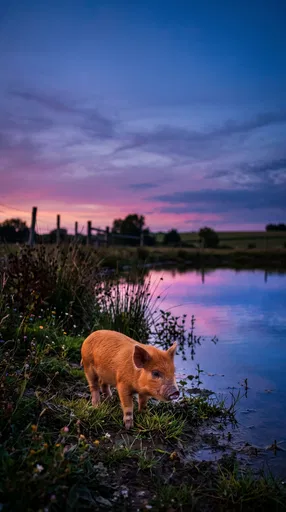 Ginger Piglet by Twilight Farm Pond