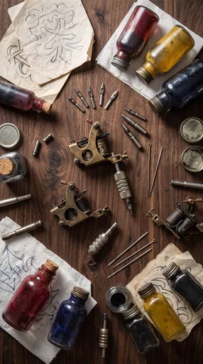 Vintage Tattoo Tools Flat Lay
