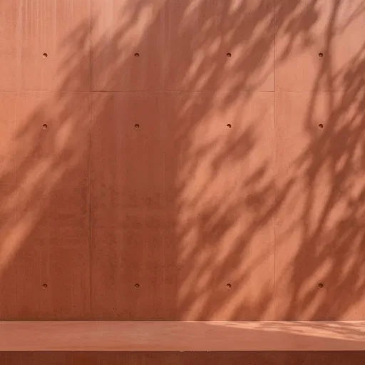 Terracotta Concrete Wall With Dappled Shadows