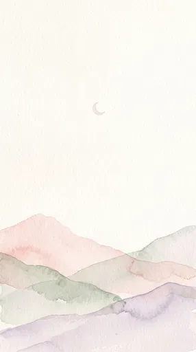 Minimalist Pastel Watercolor Mountains and Moon
