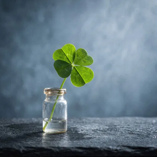 Four-Leaf Clover in Small Glass Bottle