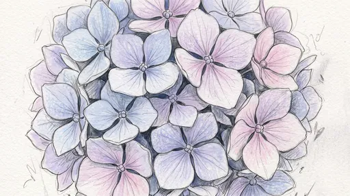 Pastel Pencil Hydrangea Blossom Drawing