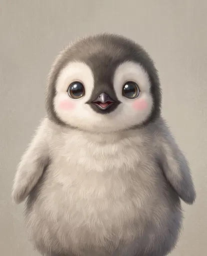 Cute Fluffy Baby Emperor Penguin Illustration