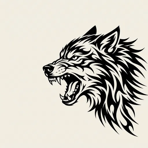 Roaring Tribal Wolf Head Tattoo Illustration