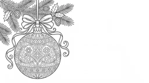 Ornate Christmas Bauble Coloring Page Illustration