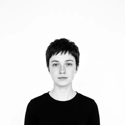 Minimalist Monochrome Portrait of Woman with Pixie Cut