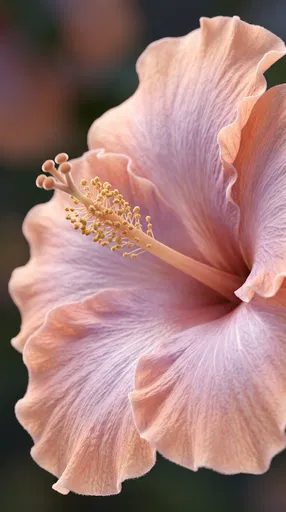Pastel Peach and Lavender Hibiscus Close-Up