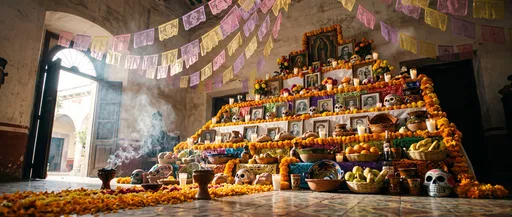 Traditional Mexican Day of the Dead Altar