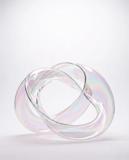 Iridescent Glass Mobius Ribbon Sculpture