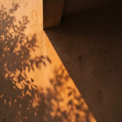 Warm Sunlight and Leaf Shadows on Wall