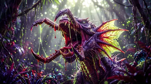 Roaring Purple Jungle Monster with Mandibles