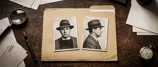Vintage Detective Desk With Mugshot Photos