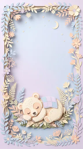 Pastel Paper Cut Sleeping Bear Frame