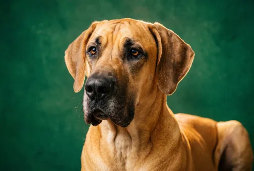 Studio Portrait of Fawn Great Dane Dog