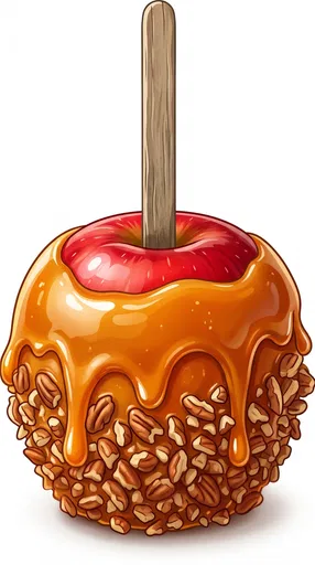 Caramel Pecan Apple Clipart Illustration