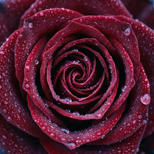 Macro Red Rose With Water Droplets