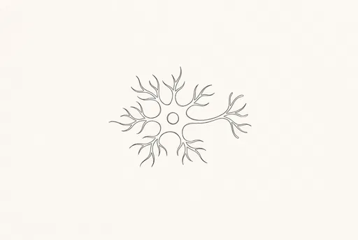 Minimal Line Art Multipolar Brain Cell