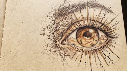 Surreal Desert Eye Pencil Sketch