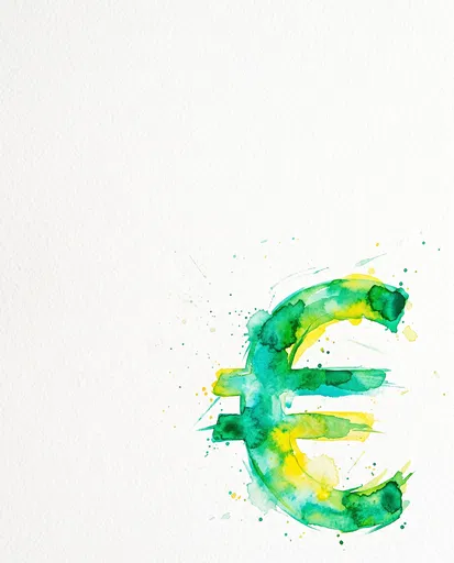 Green and Yellow Watercolor Euro Symbol