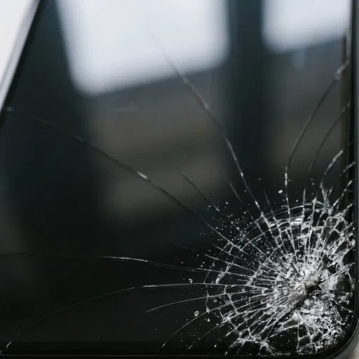 Macro Cracked Smartphone Screen