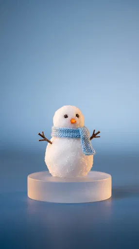 Miniature Snowman on Frosted Pedestal