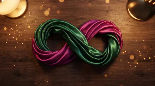 Silk Scarf Infinity Loop on Wood