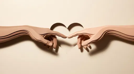 Paper Cut Hands Touching Over Heart