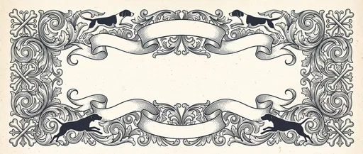 Vintage Hunting Hound Scrollwork Border Frame