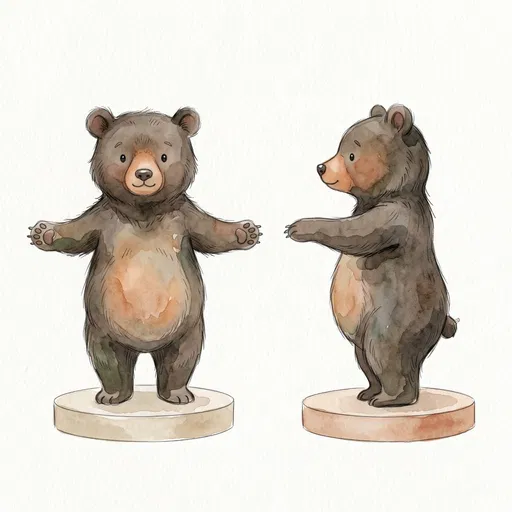 Watercolor Bear Cub Character Sheet