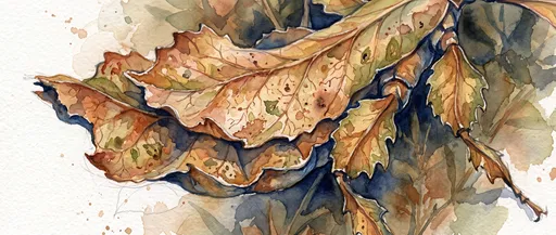 Watercolor Autumn Leaf Insect Macro Illustration