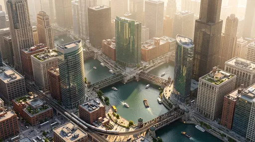 Isometric Render of Chicago River Confluence