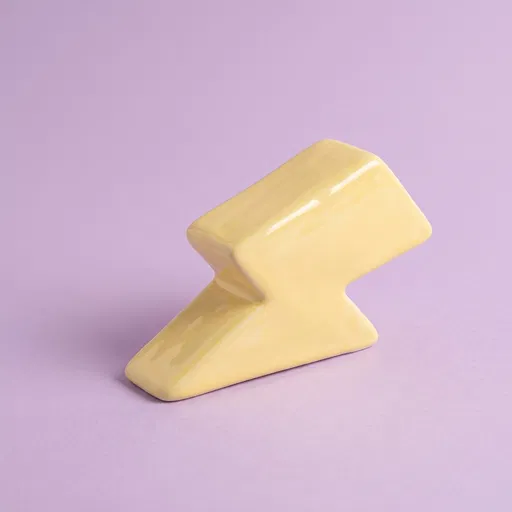 Yellow Ceramic Lightning Bolt on Lilac