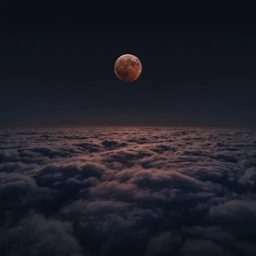 Blood Moon Above Night Clouds