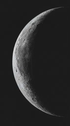 Monochrome Stippled Crescent Moon Illustration